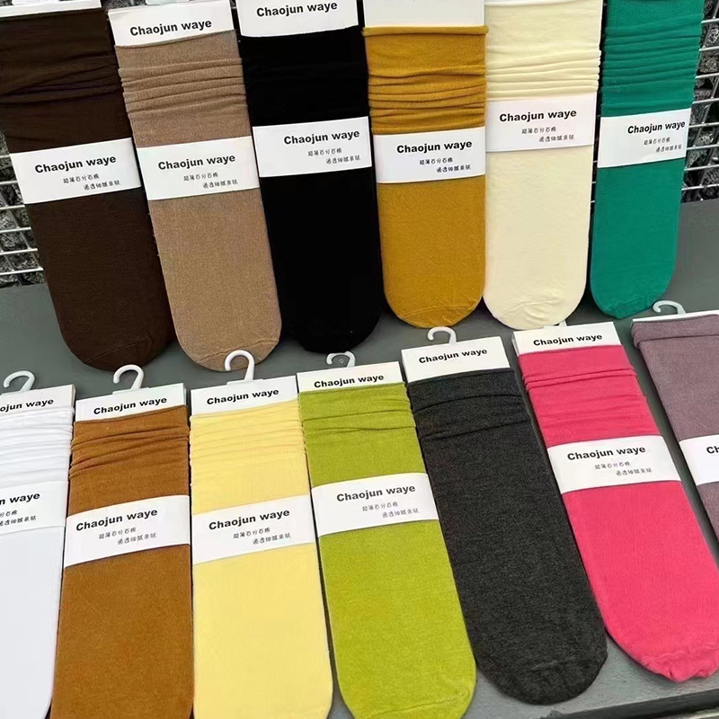 【时髦精必入 】ins风中筒多色堆堆纯棉袜