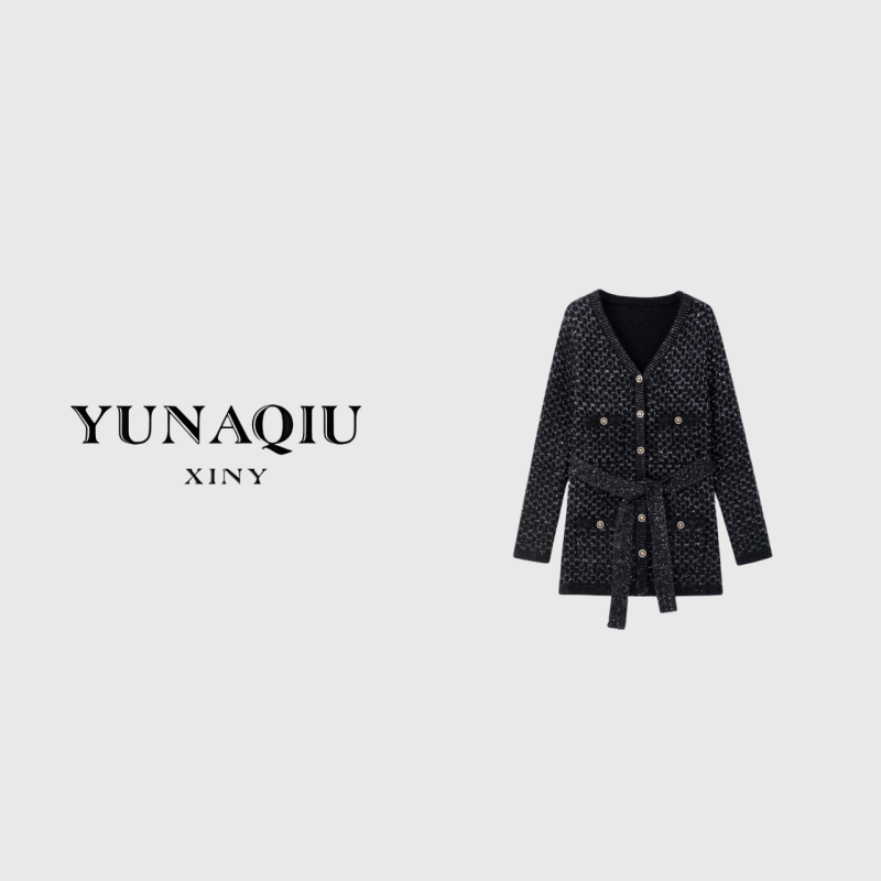 【白姐推荐】小香风秋冬时尚设计师气质百搭长袖针织衫外套-8653