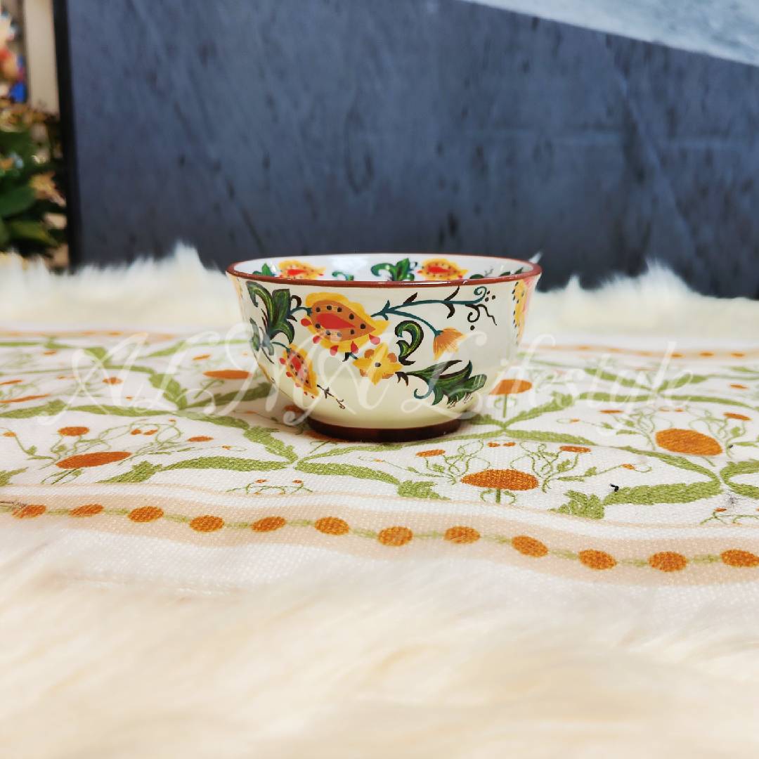 阿勒玛 新疆包邮【秋日花语】4寸加厚防烫轻奢餐具欧式饭碗6只装
