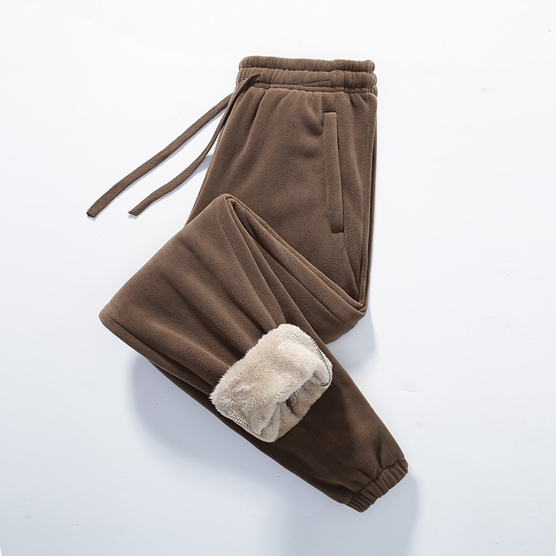 男女同款奥粒绒羊羔绒秋冬季保暖加厚双面绒束脚卫裤摇粒弹性休闲