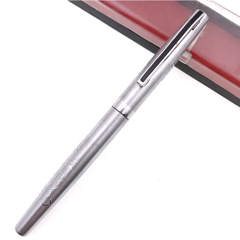 包邮老钢笔铃兰791铱金笔全钢浮雕仙鹤不老翁明尖中细练字书法笔