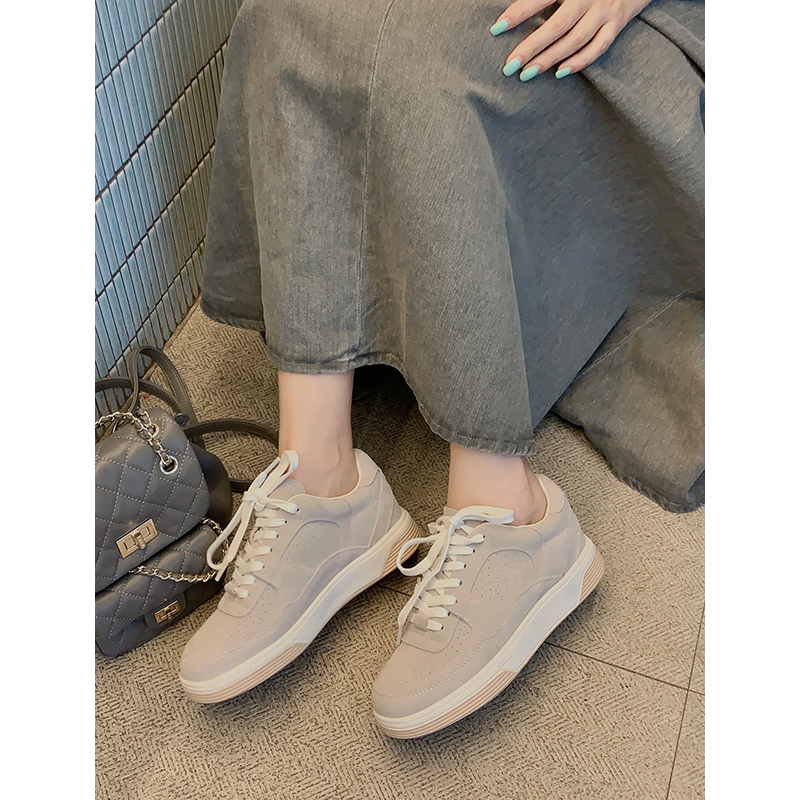 美洋MEIYANG【清仓】三明治休闲鞋 圆头系带撞色厚底运动鞋板鞋