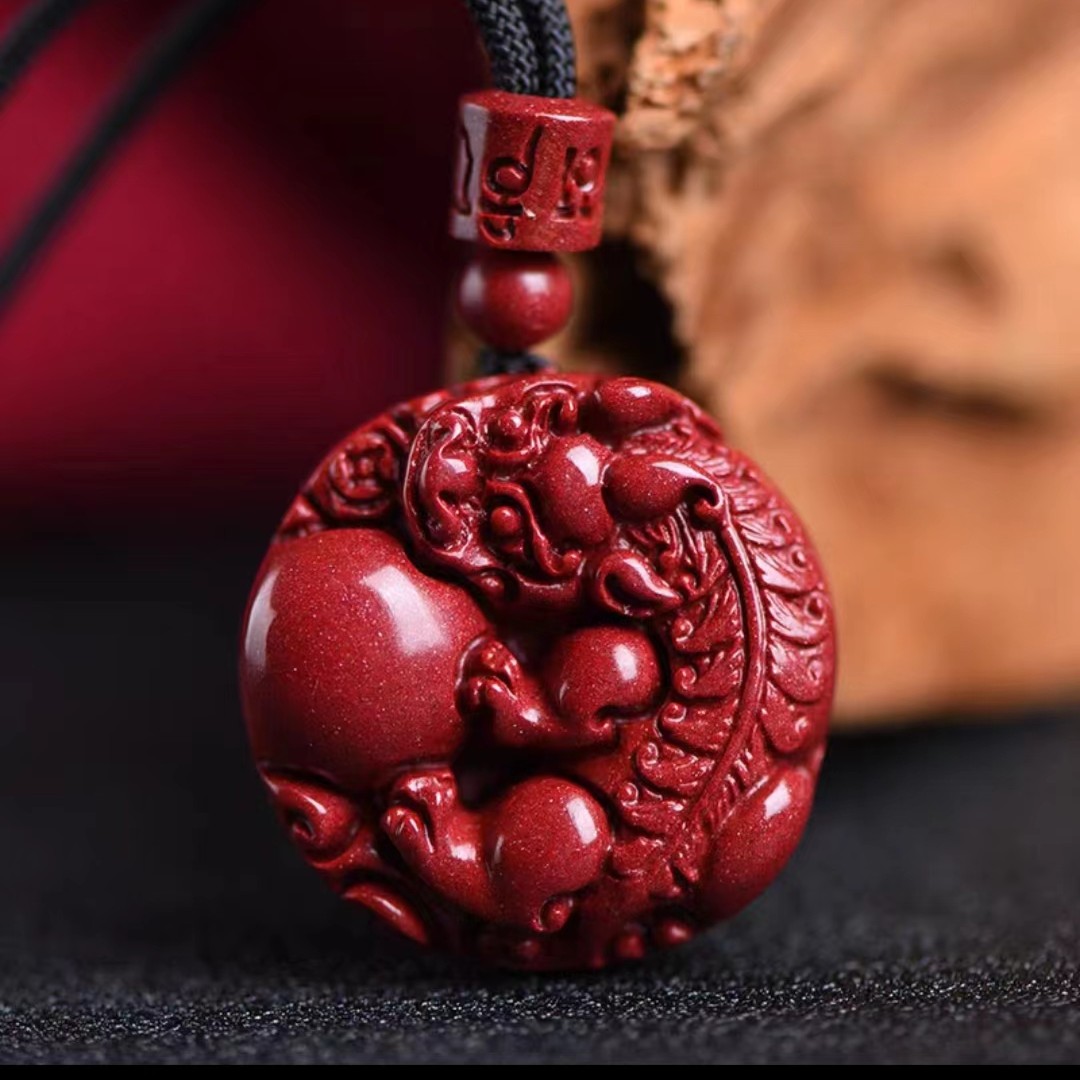 含辰砂工艺品朱砂貔貅抱球吊坠紫金砂本命年太岁