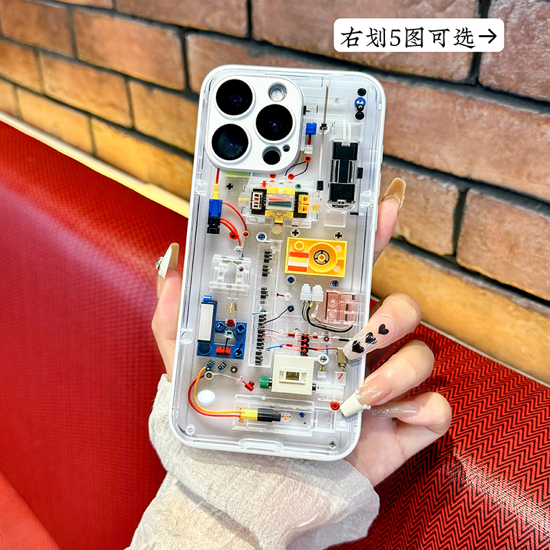 【汇魔法】透明电路板机械装置适用苹果17/16promax玻璃手机壳全包