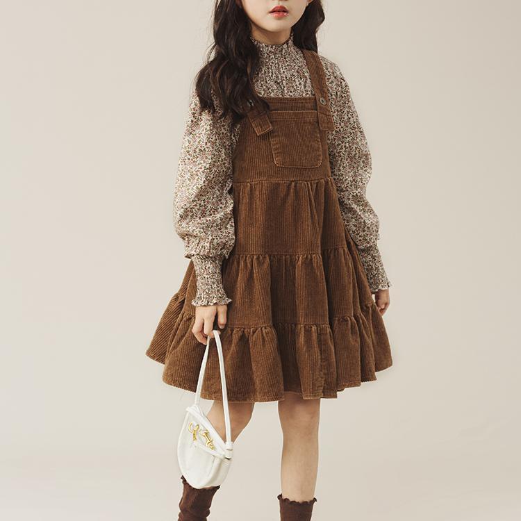 巴拉甄选女童春装裙子套装2023新款洋气女孩碎花裙两件套中