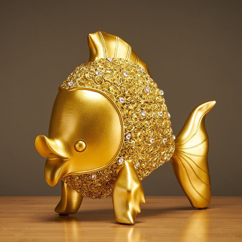 创意轻奢年年有余金鱼树脂摆件家居客厅酒柜玄关装饰摆件新年礼物