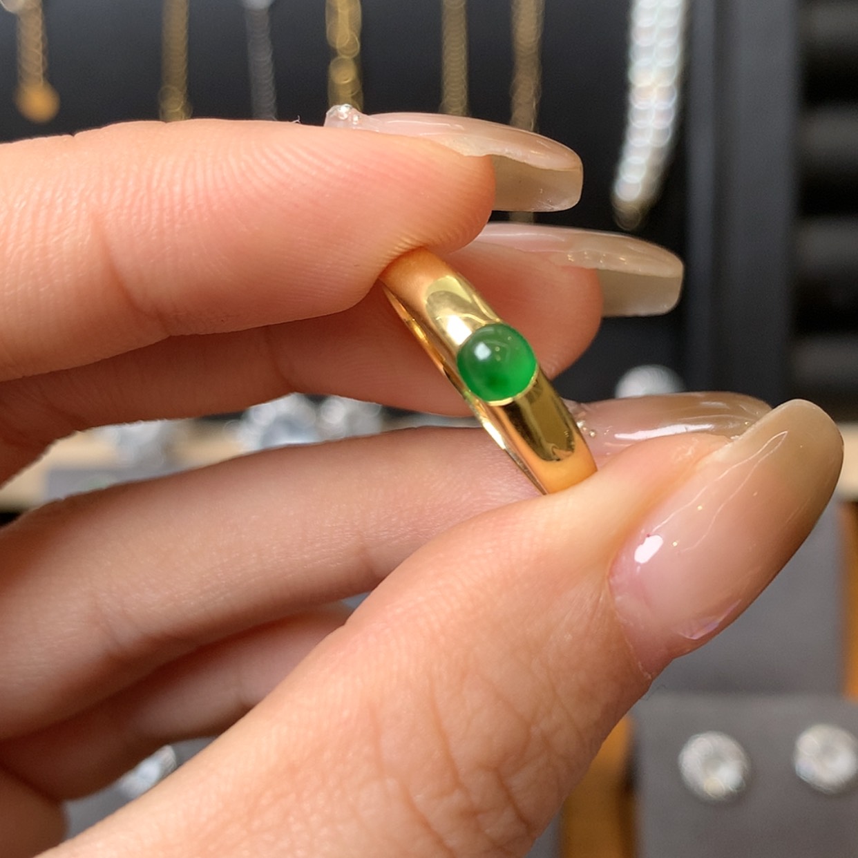 【闪购商品】翡翠戒指18K金镶嵌