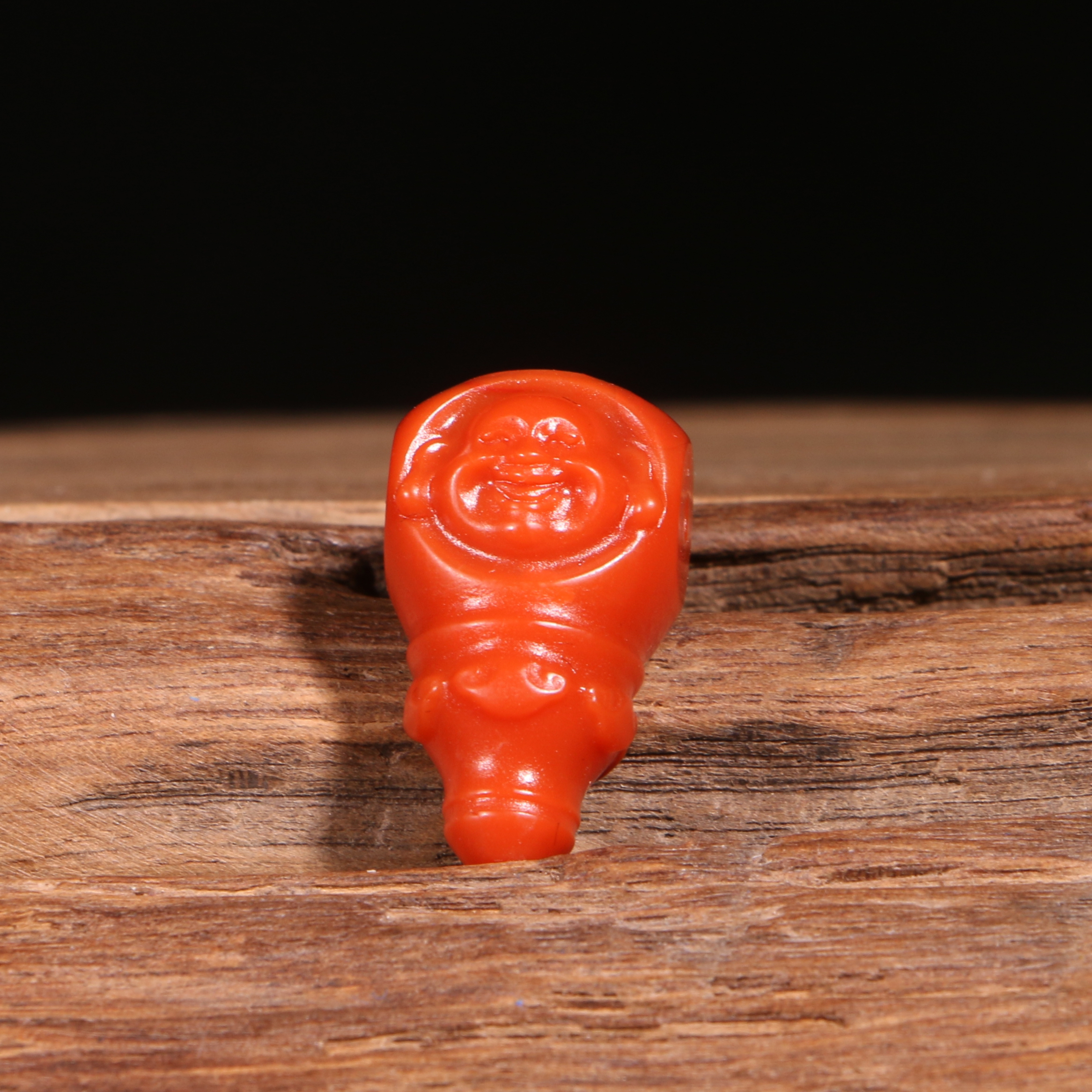 南红川料笑佛三通12mm➕