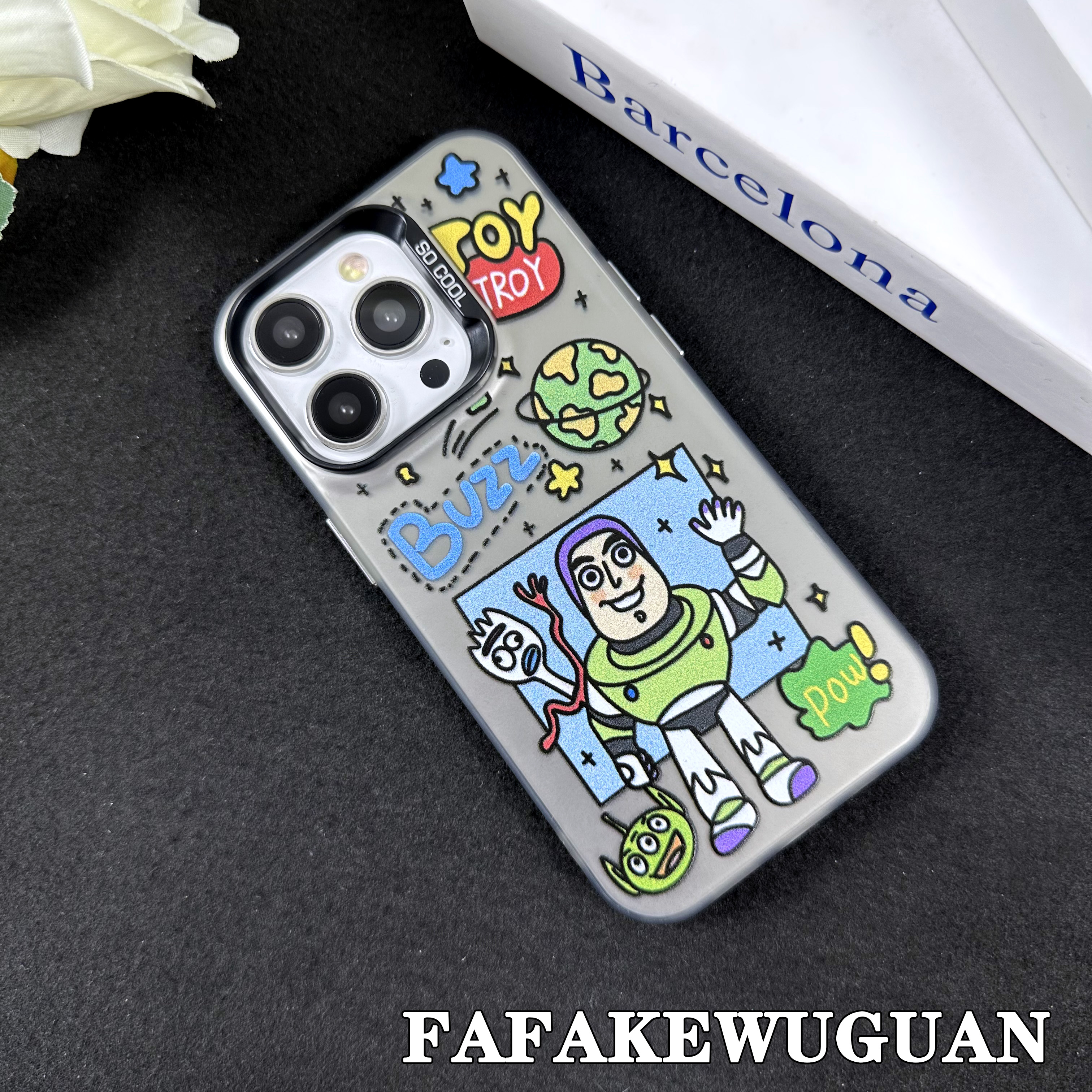 适用苹果15INS可爱巴斯光年彩银黑色手机壳iphone15pro/14pro