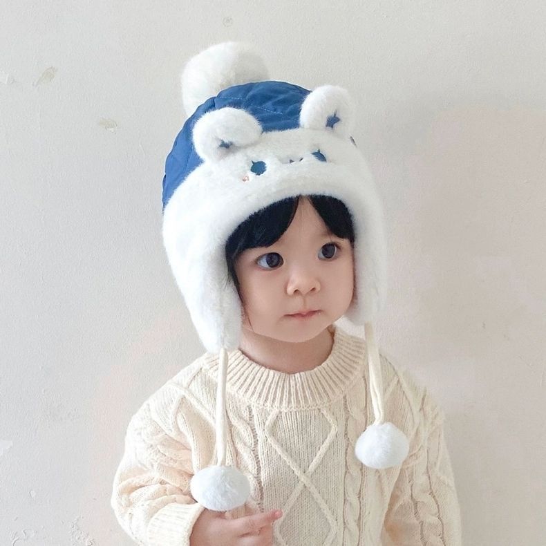 Lsx】宝宝雷锋帽子季婴儿可爱毛绒帽男女童加厚保暖护耳小孩套头