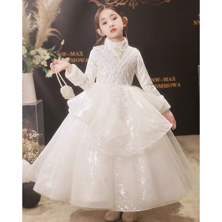 女童礼服主持人花童公主裙小女孩钢琴演奏加厚儿童高端演出服冬款
