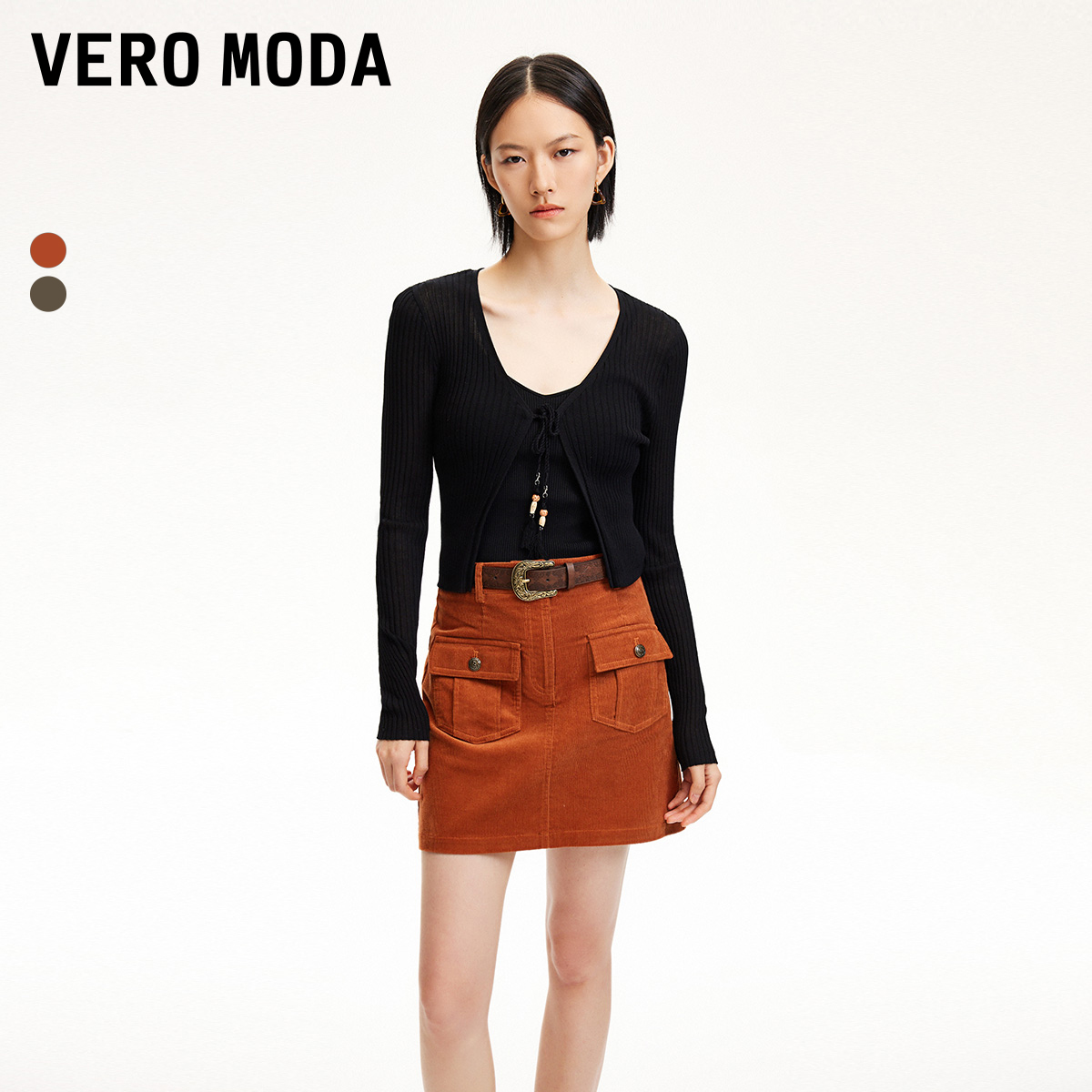 【达人推荐】Vero Moda雅丹风半身裙灯芯绒街头时尚324416004