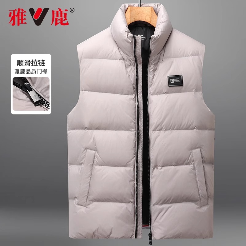 雅鹿2024新款羽绒服男马甲短款立领背心百搭休闲时尚保暖外套秋冬