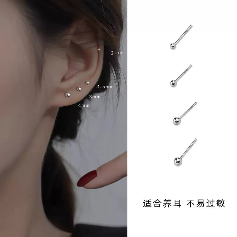 足银耳饰 足银耳饰足银耳饰免摘美式足银耳钉新款