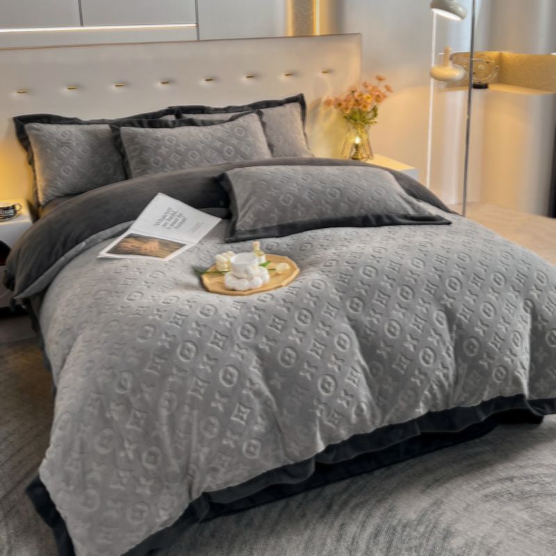 罗来家纺a类加厚牛奶绒四件套冬季珊瑚绒床单双面绒被套法兰绒加