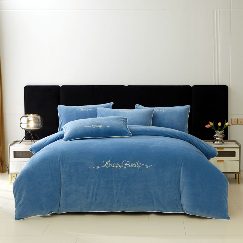 罗来家纺A类宝宝绒防静电9斤加厚双面绒四件套保暖牛奶绒高档被套