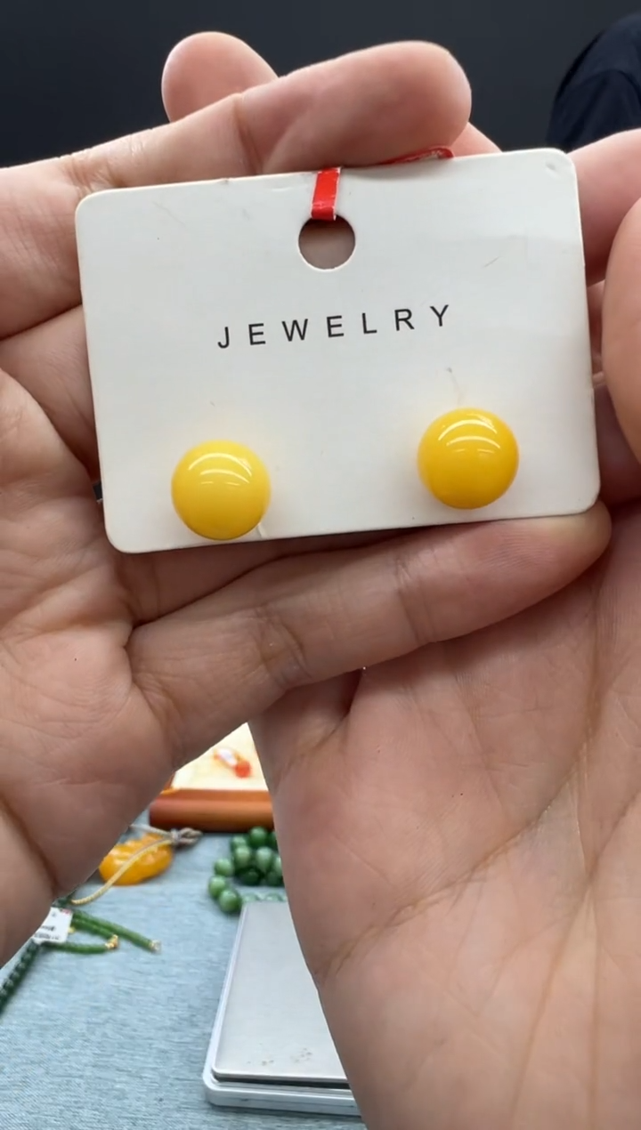 【闪购商品】琥珀耳饰银S925镶嵌616秒拍号