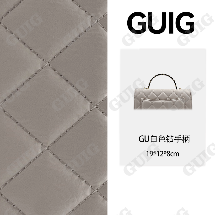 GUIG24秋冬新款手工真皮定制女包方块小手提钻白色2