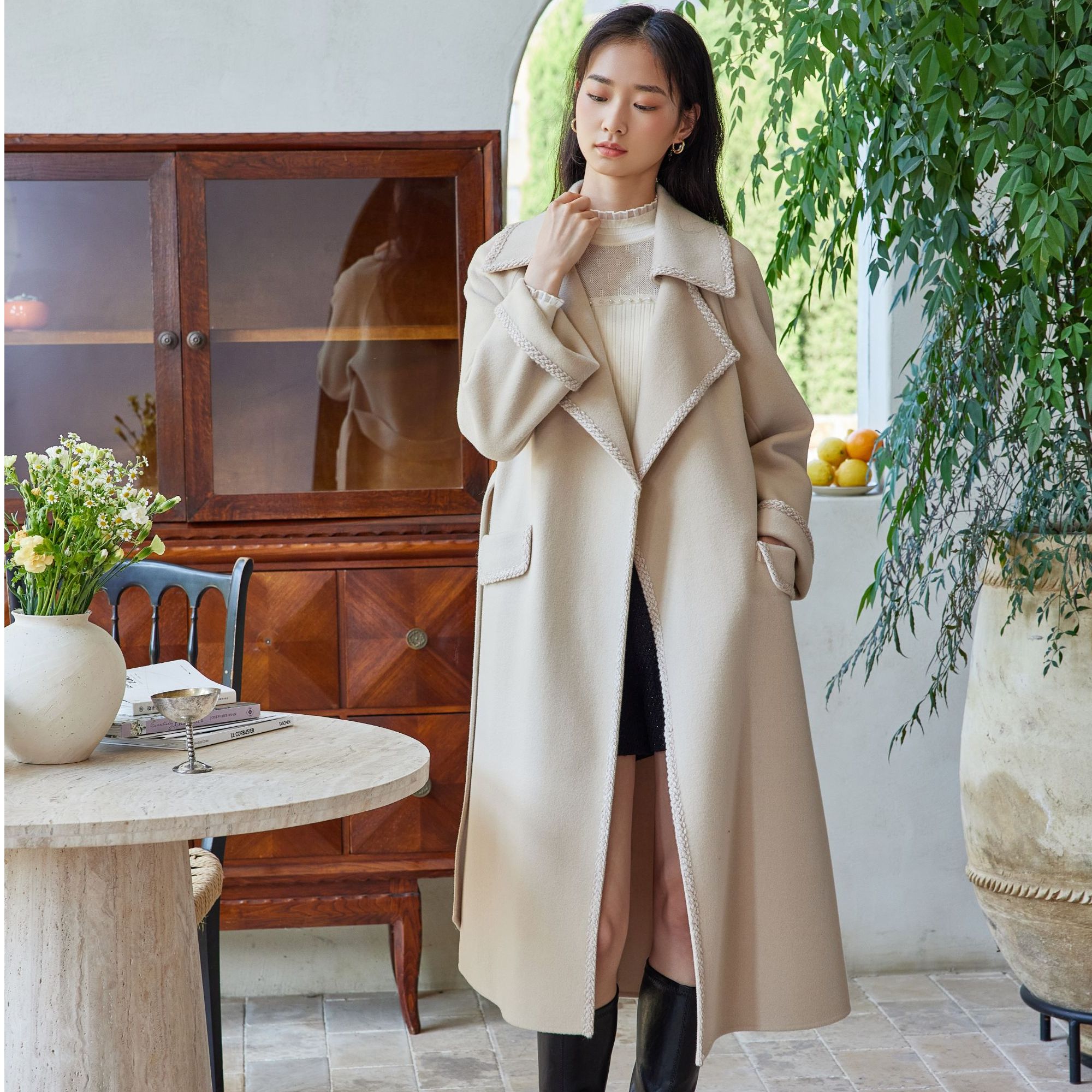 【喜喜】冬季新款法式气质时尚大衣88D8084