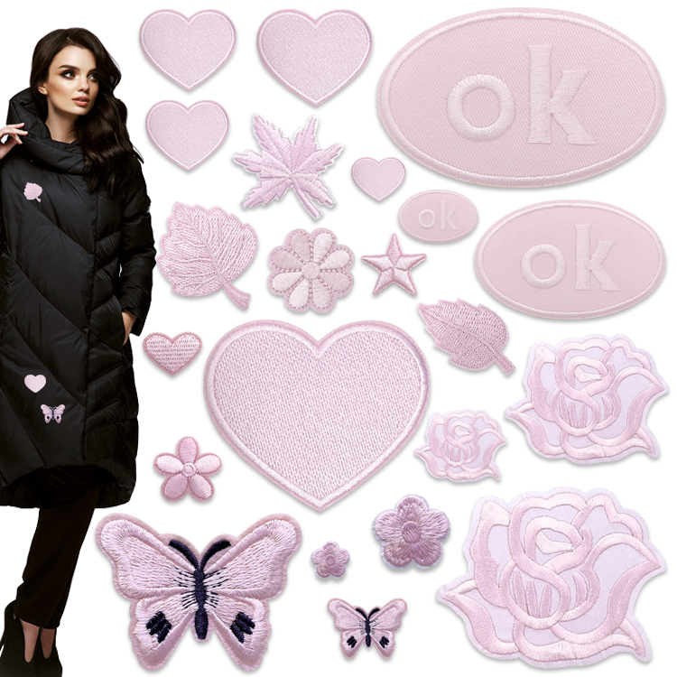 浅粉色自粘补丁贴衣服装饰补破洞贴花大小号鞋帽裤子窗帘台布修补