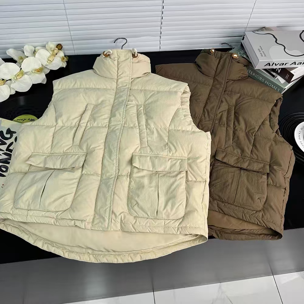 朵儿定制 立领工装口袋羽绒马甲 韩版时尚百搭IF59