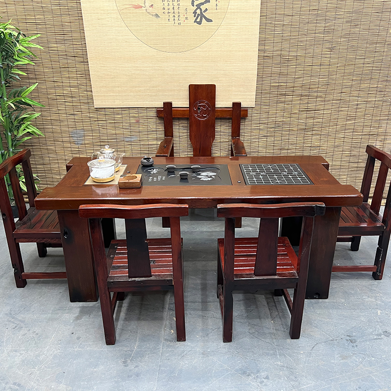 老船木茶桌椅组合功夫茶几实木家用茶台办公室大茶桌套装实木茶桌