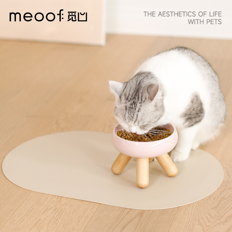 meoof觅凹纯色皮革宠物餐垫猫碗垫子猫咪防滑食盆吃饭食物狗碗垫