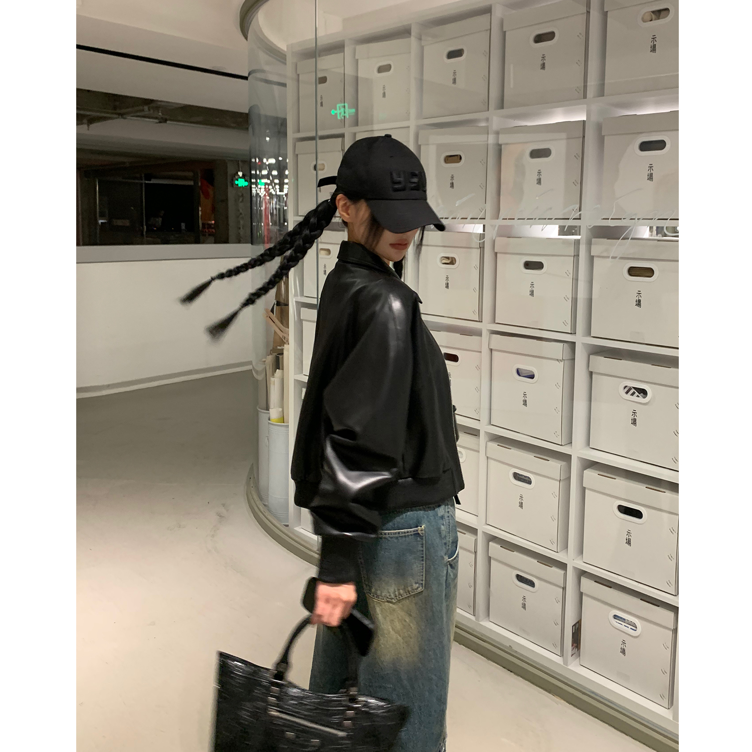 COCO LIMITED“广岛川崎”意大利进口绵羊皮廓形真皮皮衣外套女