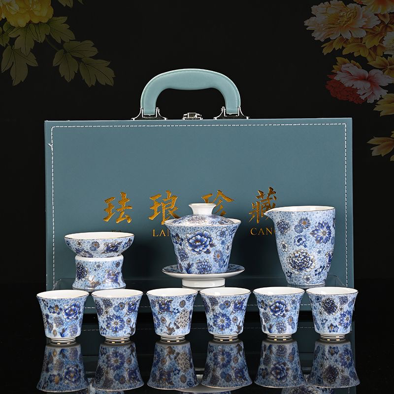 A-07(礼盒装)轻奢复古中式功夫茶具陶瓷盖碗茶杯高档家用礼盒装