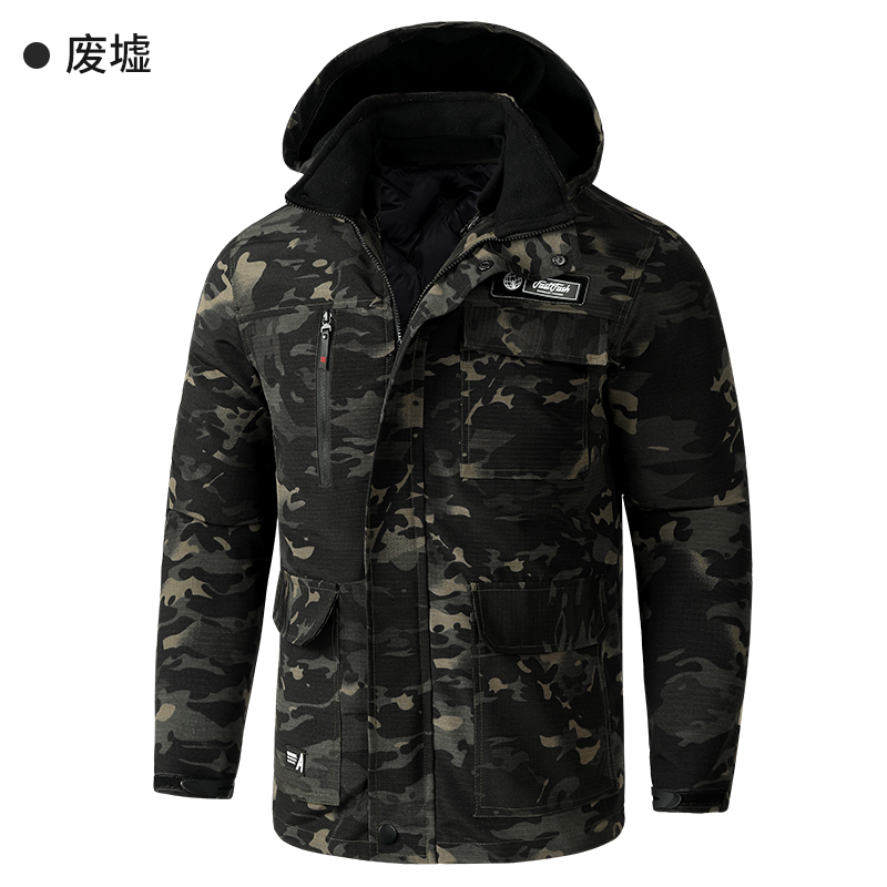 T026冬季新款双层内胆可拆卸棉衣户外加绒迷彩活里活表防风保暖