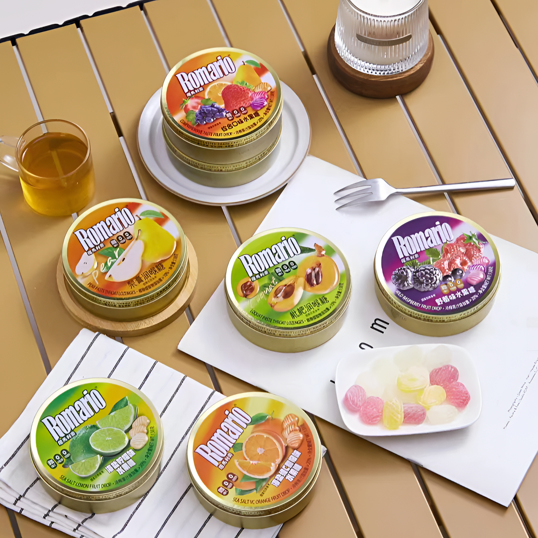 ROMARIO/罗马利奥 138g*2盒果汁铁盒水果野莓硬糖梨膏枇杷润喉糖