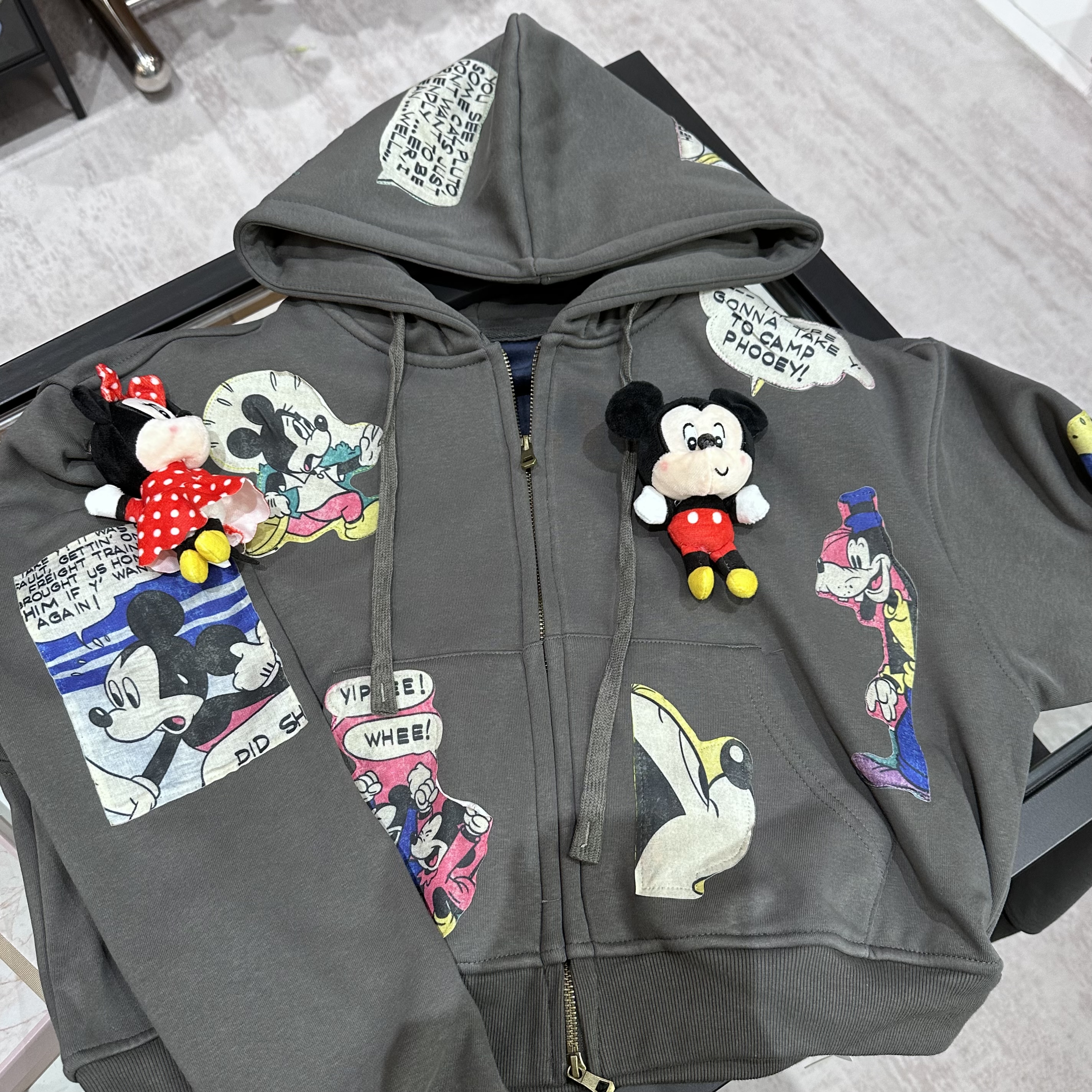 FOG（037）时尚可爱米奇拼接连帽拉链加厚外套 4N310W882特价