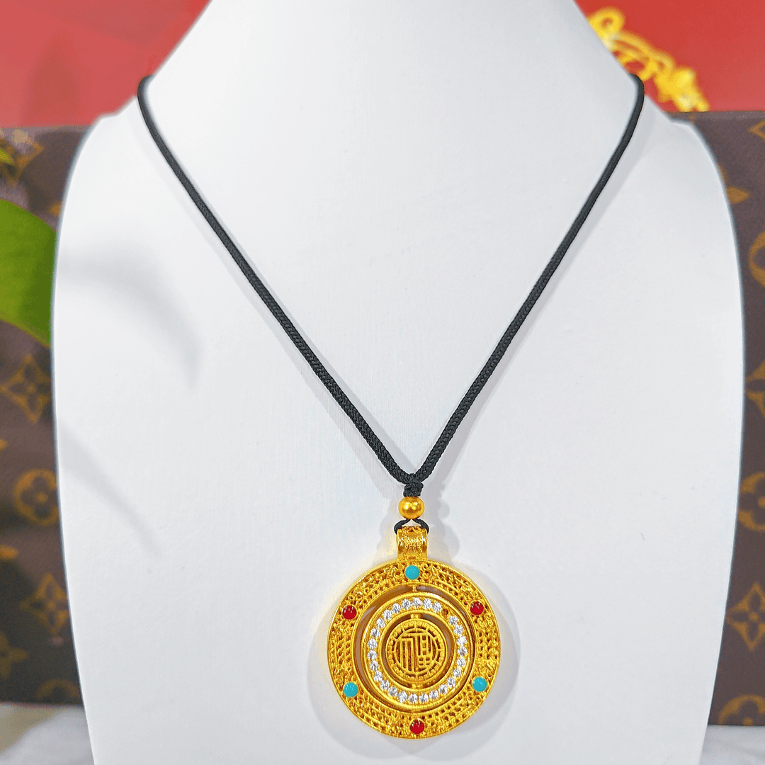 铜合金吊坠 太阳花旋转罗盘吊坠编织绳款