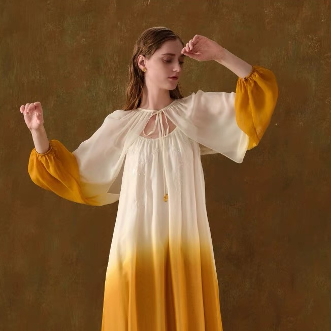 章海燕洋气春夏晕染渐变黄薄外套短款网红长袖夏季春秋上衣S1075