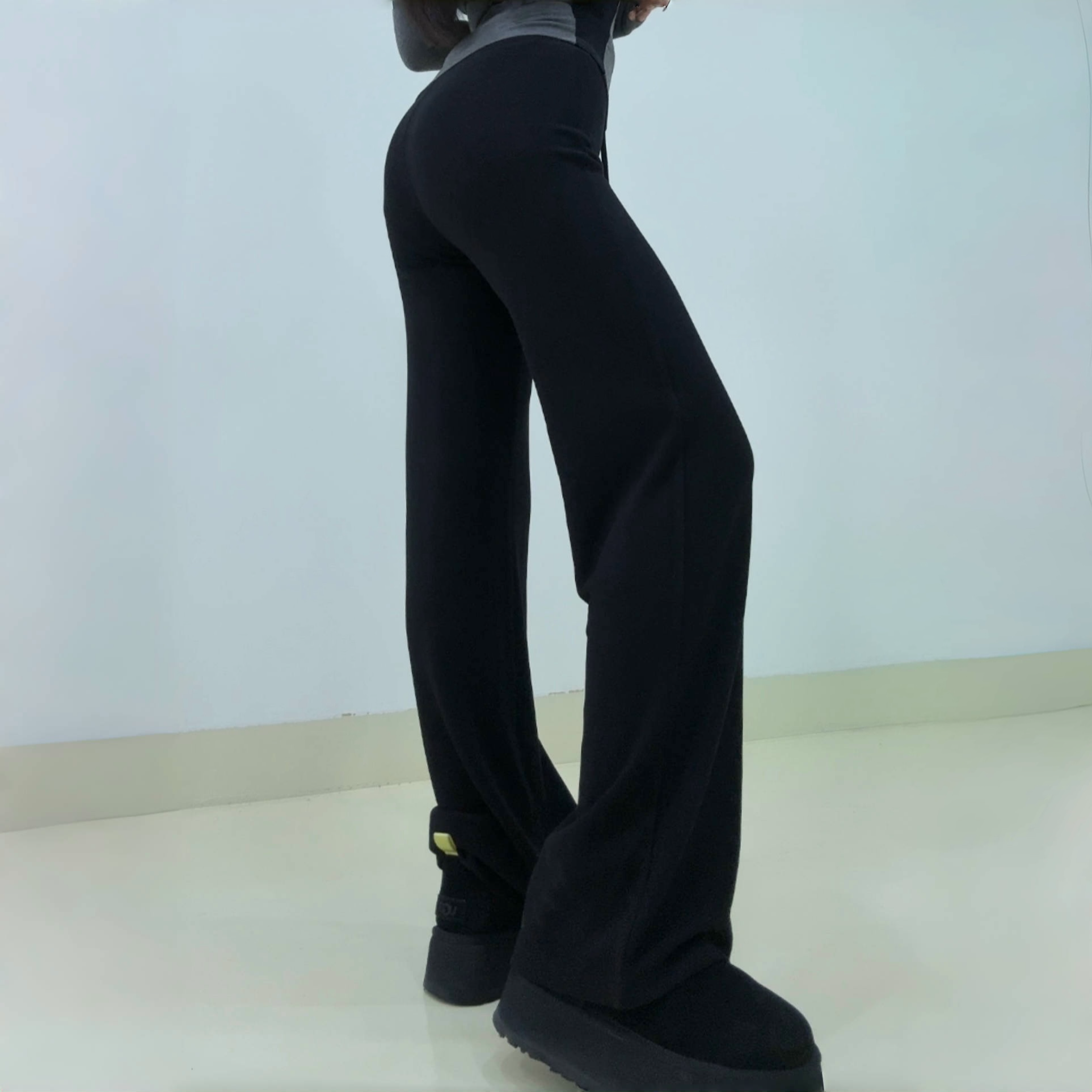 楠楠李高腰加绒桑蚕丝羊毛显瘦直筒垂垂裤