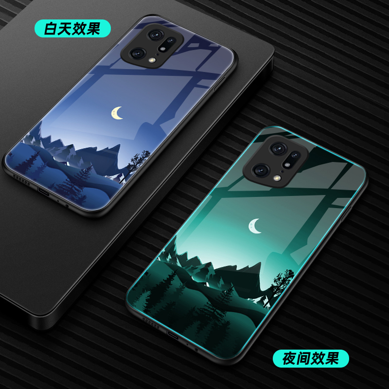 夜光风景oppofindx5手机壳x5pro保护套findx3/x3pro/x2/x2pro玻璃