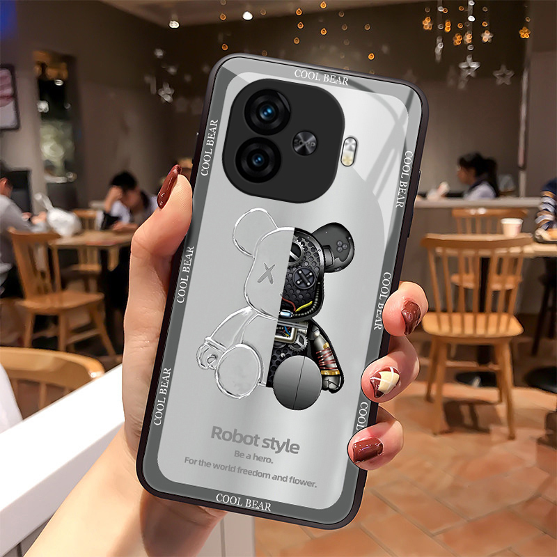 机械小熊适用iQOOZ9x手机壳iQOOZ9Turbo玻璃散热质感女款男生硅胶