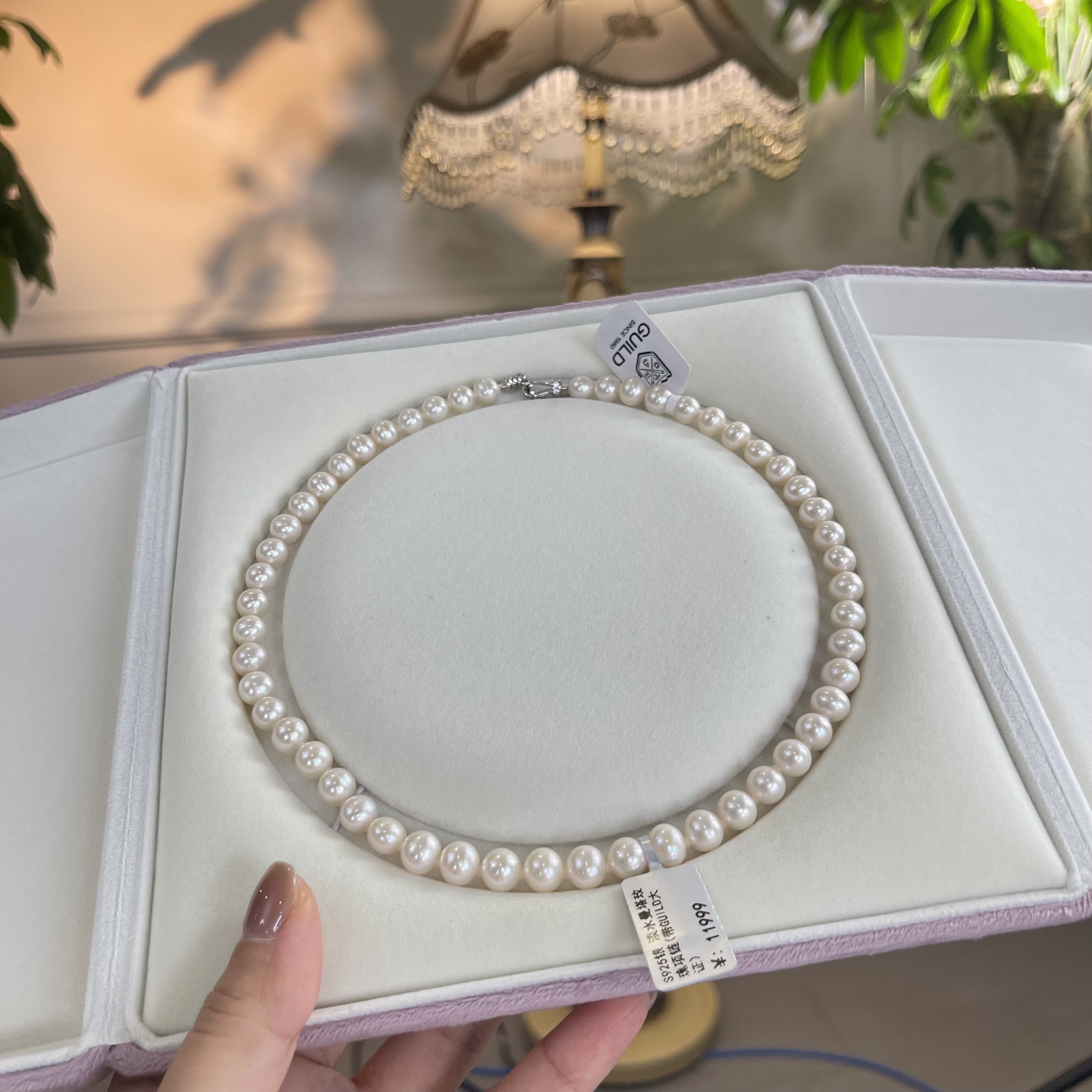 【菀儿】S925银 淡水曼塔玫瑰珍珠项链 (带GUILD大证）7.3-9mm X780