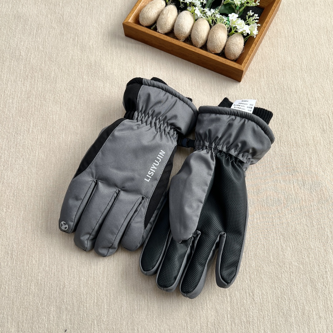 櫟丝御锦柞蚕丝男士时尚手套可触屏冬季玩雪加厚保暖手套 RR-305