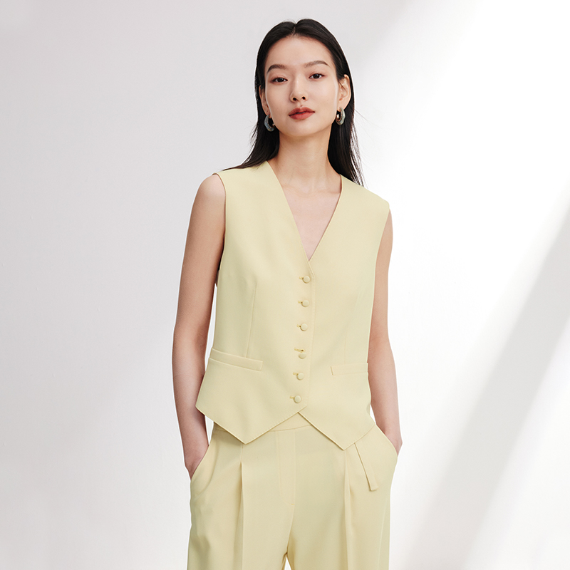 EP YAYING雅莹 斜纹三醋酸收腰西装马甲  春装新款1008A