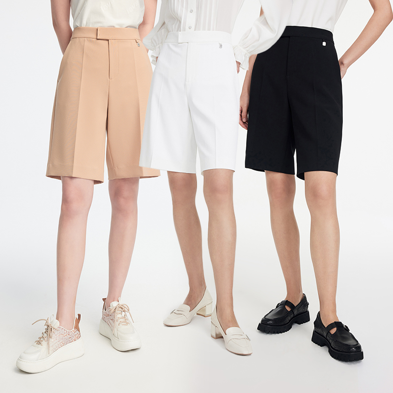 EP YAYING雅莹 高腰夏季显瘦五分短裤直筒美拉德休闲爸爸裤 6702A