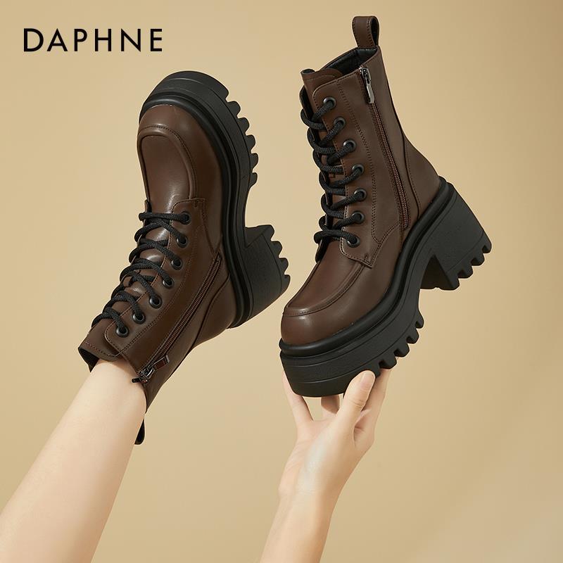 达芙妮内增高马丁靴女粗跟2026新款爆款小个子女鞋冬季加绒短靴女商品图