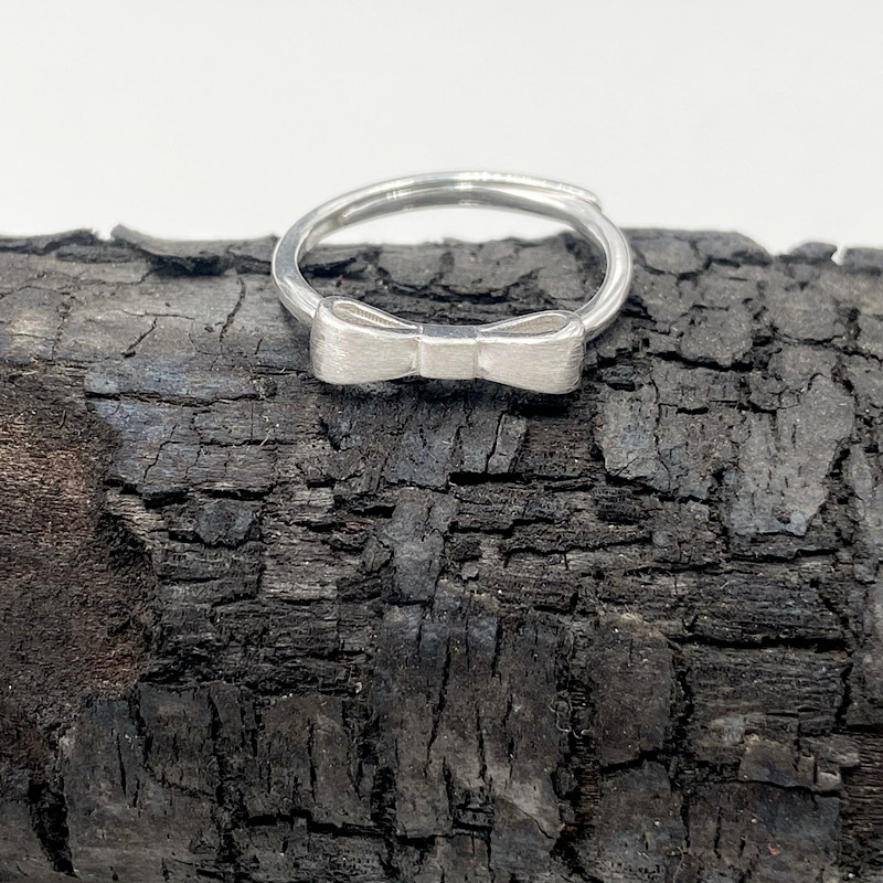 谢家银匠 足银戒指 纯银蝴蝶结戒指 足银开口可调节女式闺蜜戒指 