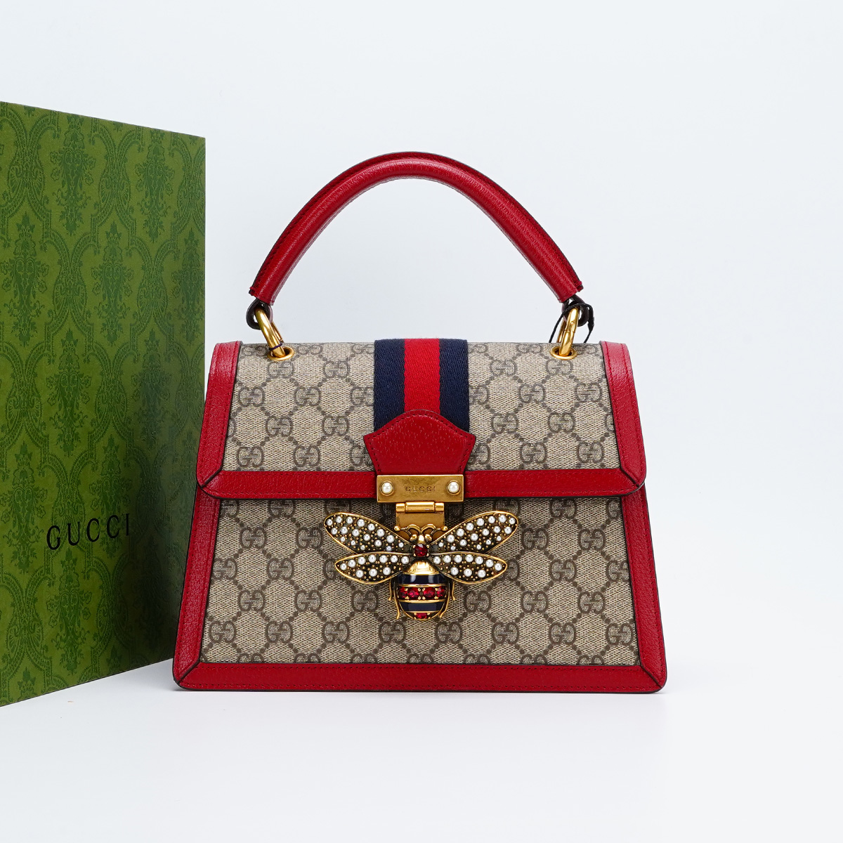 99新 GUCCI/古驰 【白菜】玛格丽特皇后蜜蜂手提中/BG22011408/98新