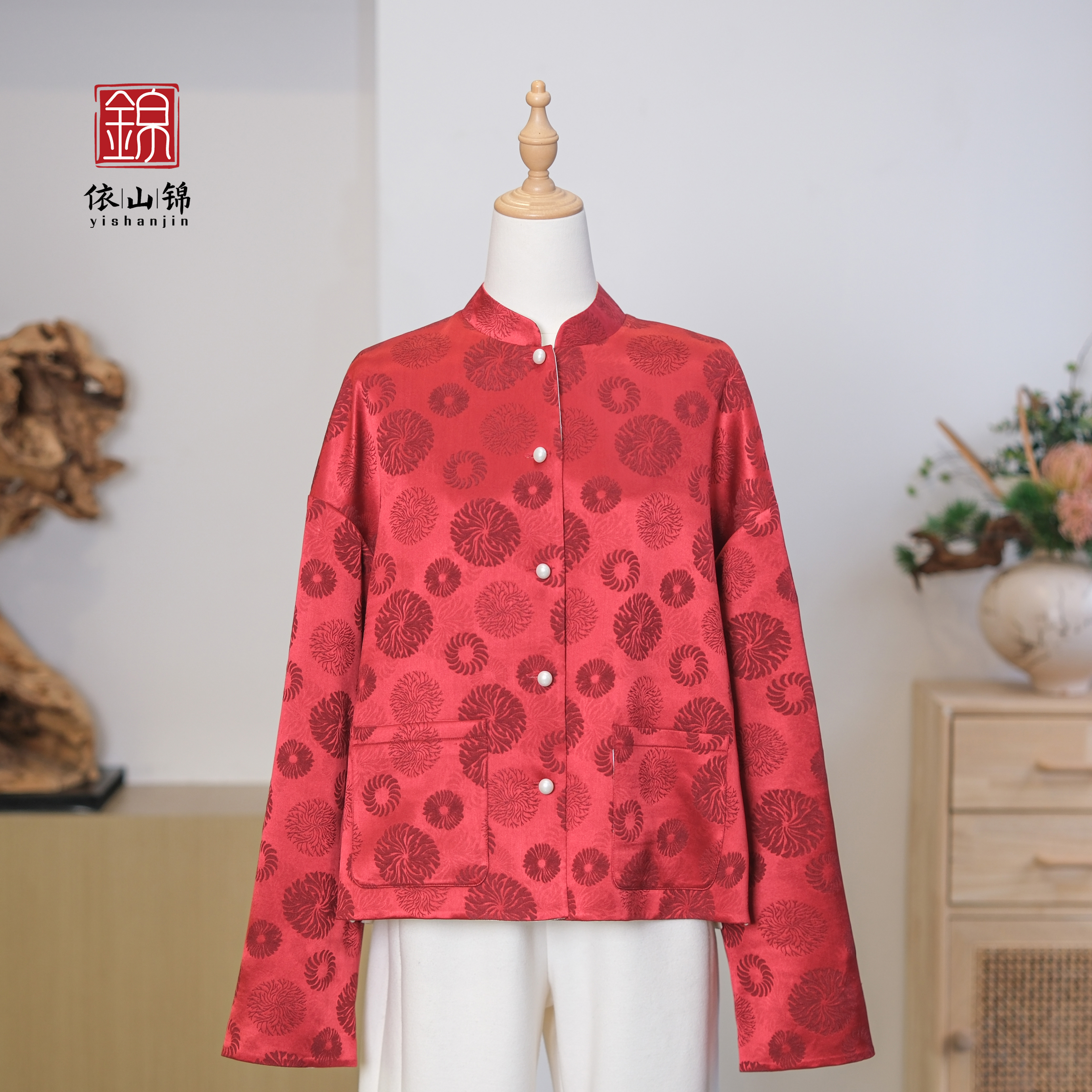 【勾丝福利】【满禧】100桑蚕丝新中式双面穿短外套·依山锦23W0109