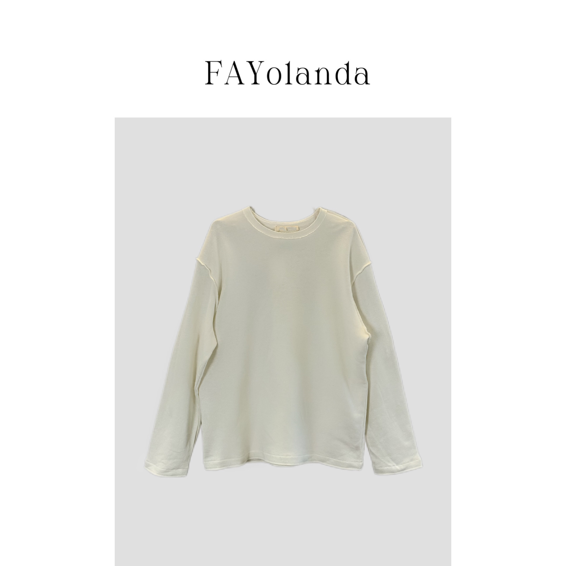 FAY  | 廓形外翻毛边圆领卫衣（02860）福