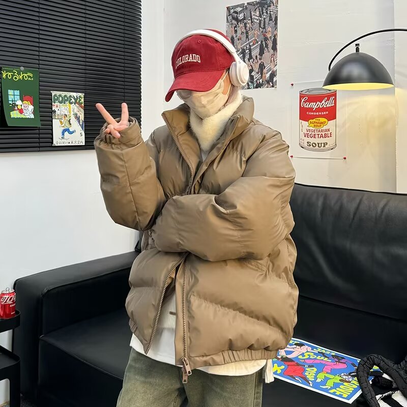 新款热力感情侣装立领棉服冬季加厚保暖韩版宽松男士棉袄情侣衣服