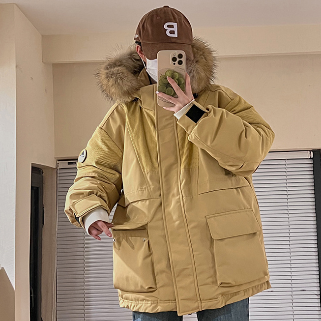 波司澄反季情侣工装羽绒棉服女年新款中长款加厚派克服冬季外套