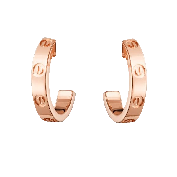 99新 Cartier/卡地亚 LOVE系列 无钻 经典玫瑰金 半圆形耳钉耳环