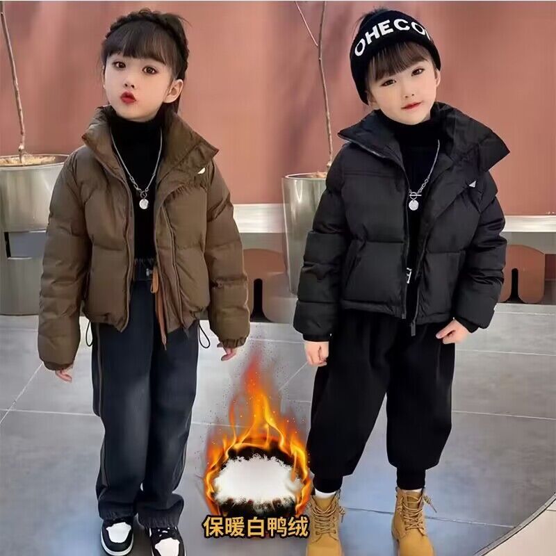 儿童羽绒服冬季2023新款女童加厚保暖洋气白鸭绒短款外套洋